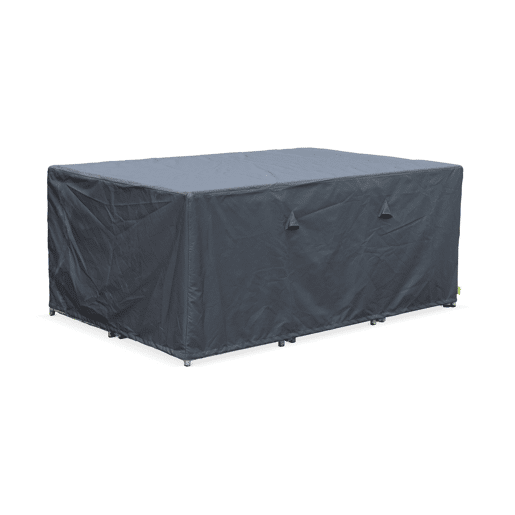 Mesa de jardim em resina com 10 cadeiras + capa de proteção, Vabo 10 + cobertura, Tons de cinza, 110x168x73 cm