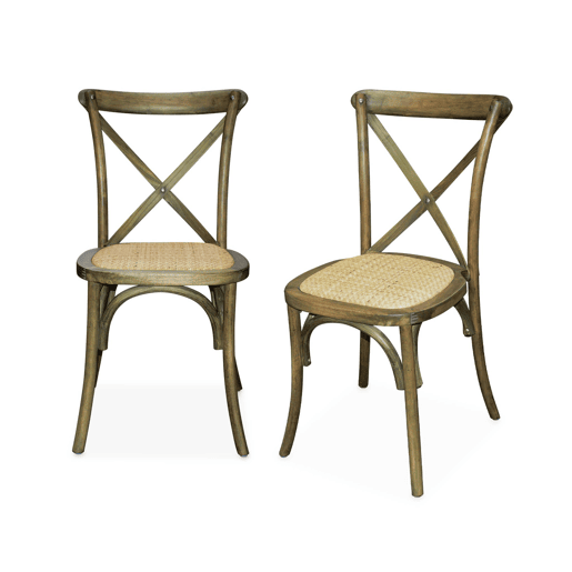 Cadeira de bistrô vintage madeira, set de 2, Belleville, Castanho, 48.5x53.5x88.5 cm