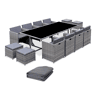 Mesa de jardim 8-12 lugares + capa de proteção, Vabo 12 + cobertura, Tons de cinza, 110x222x73 cm