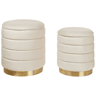 Conjunto de 2 tamboretes com arrumação GARLAND Veludo Creme claro 4033 cm 4034 cm 4438 cm