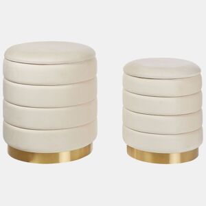 Conjunto de 2 tamboretes com arrumação GARLAND Veludo Creme claro 4033 cm 4034 cm 4438 cm