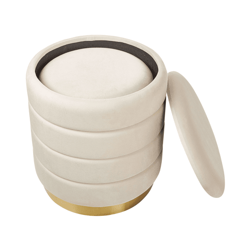 Conjunto de 2 tamboretes com arrumação GARLAND Veludo Creme claro 4033 cm 4034 cm 4438 cm
