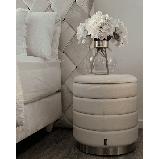 Conjunto de 2 tamboretes com arrumação GARLAND Veludo Creme claro 4033 cm 4034 cm 4438 cm