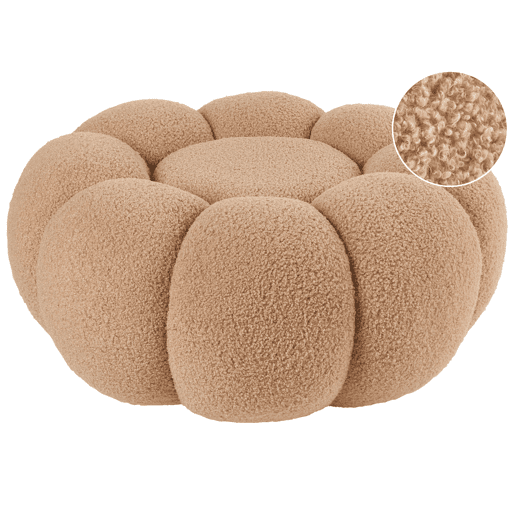 Pufe BEAUFORT Bouclé Castanho claro 60 cm 60 cm 27 cm