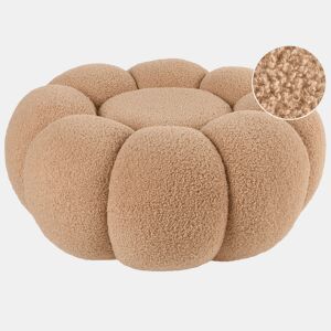 Pufe BEAUFORT Bouclé Castanho claro 60 cm 60 cm 27 cm