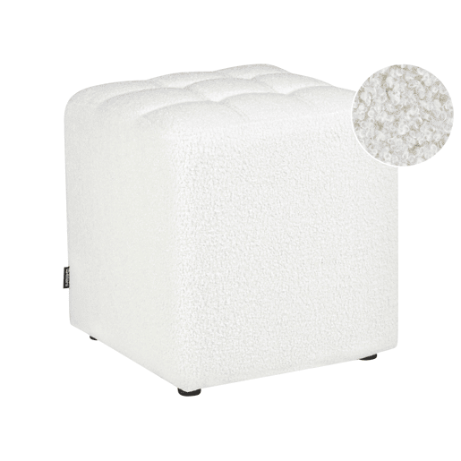 Pufe KANSAS Bouclé Branco 38 cm 38 cm 39 cm