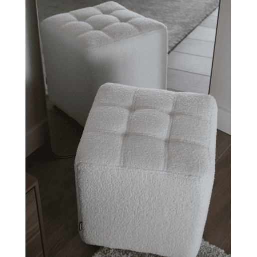 Pufe KANSAS Bouclé Branco 38 cm 38 cm 39 cm