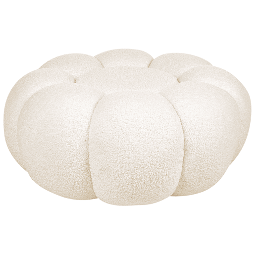Pufe BEAUFORT Bouclé Branco creme 60 cm 60 cm 27 cm