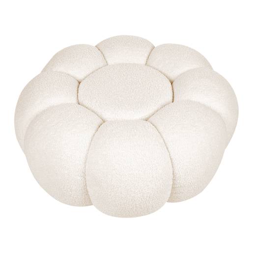 Pufe BEAUFORT Bouclé Branco creme 60 cm 60 cm 27 cm