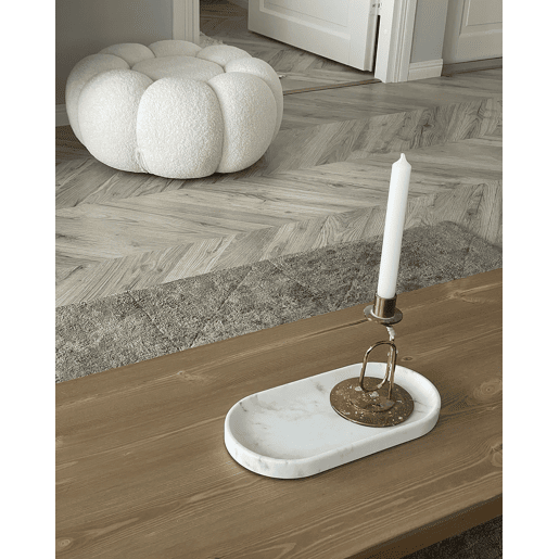 Pufe BEAUFORT Bouclé Branco creme 60 cm 60 cm 27 cm
