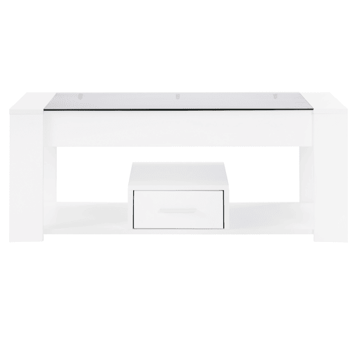 Mesa de centro retangular de painel de partÃculas com 1 gaveta,branco Mesa de centro retangular de painel de partÃculas com 1 gaveta,branco