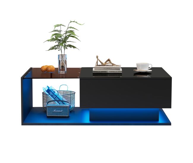 Mesa de centro rectangular de panel de partículas con 1 cajón 100x50