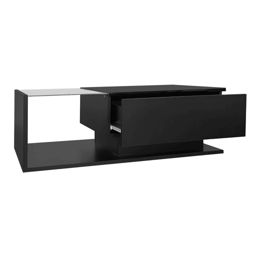 Mesa de centro retangular de painel de partÃculas com 1 gaveta e luz LED,preto Mesa de centro retangular de painel de partÃculas com 1 gaveta e luz LED,preto