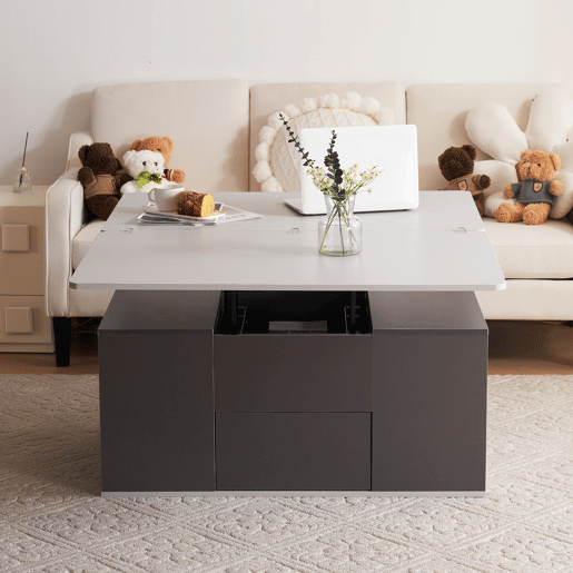 Mesa de centro elevável retangular de painel de partículas,cinzento Mesa de centro elevável retangular de painel de partículas,cinzento