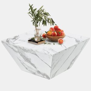 Mesa de centro trapezoidal de mdf com 2 gavetas,branco