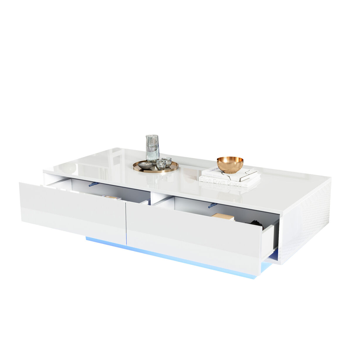 Mesa de centro rectangular de panel de partículas con 2 cajónes 115x55