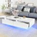 Mesa de centro rectangular de panel de partículas con 2 cajones 115x55 Mesa de centro rectangular de panel de partículas con 2 cajones 115x55 Blanco