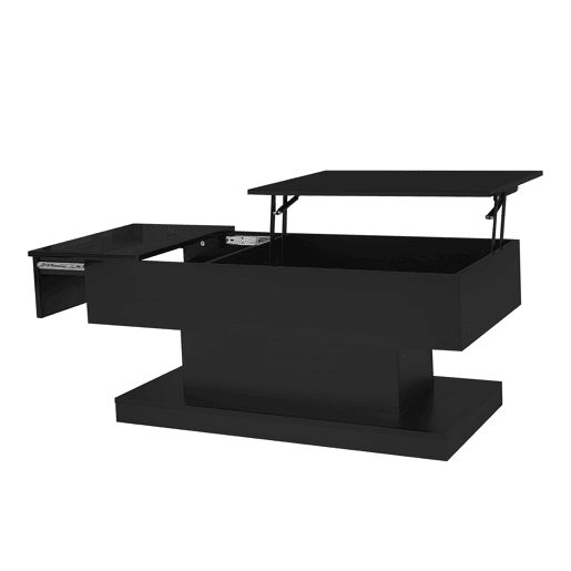 Mesa de centro elevável retangular de painel de partículas com luz led,preto Mesa de centro elevável retangular de painel de partículas com luz led,preto