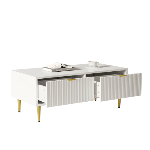 Mesa de centro retangular de mdf com 2 gavetas,branco Mesa de centro retangular de mdf com 2 gavetas,branco