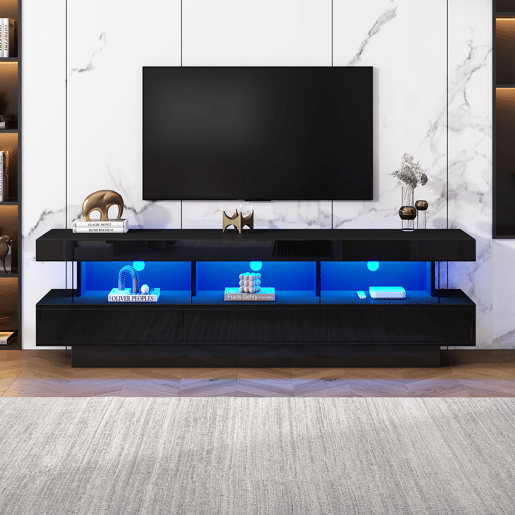 Móvel de TV 160cm de painel de partículas com luz led,preto