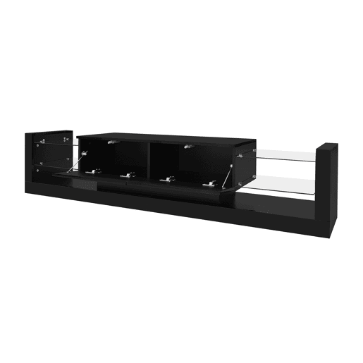 Móvel de TV 181cm de painel de partículas com 2 gavetas e luz led,preto