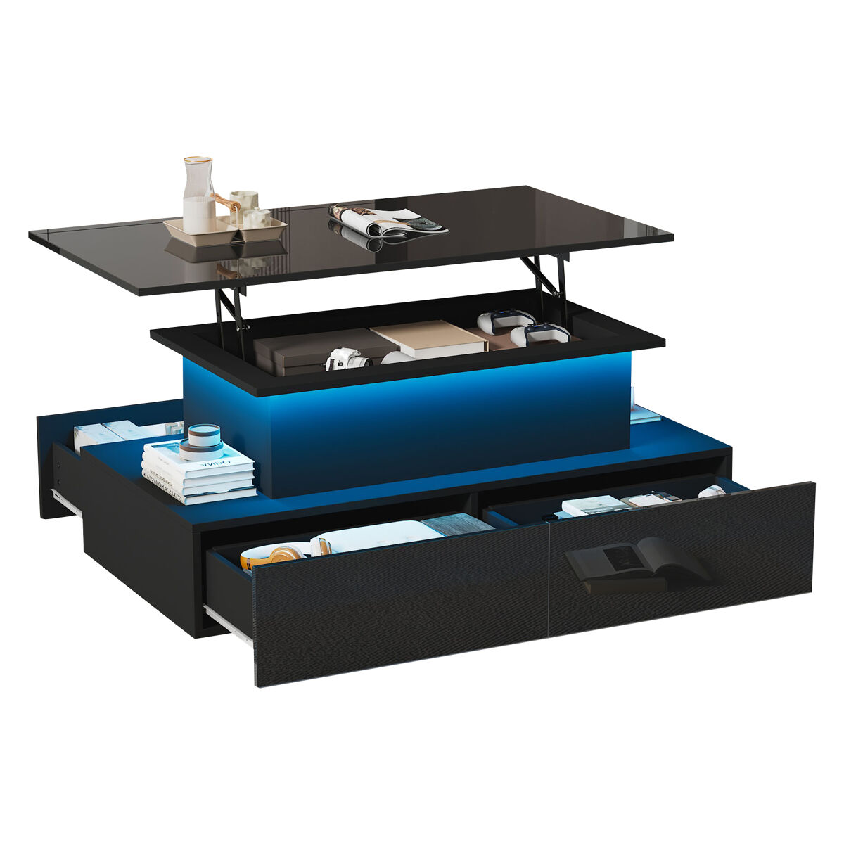 Mesa de centro elevable rectangular de panel de partículas 90x55