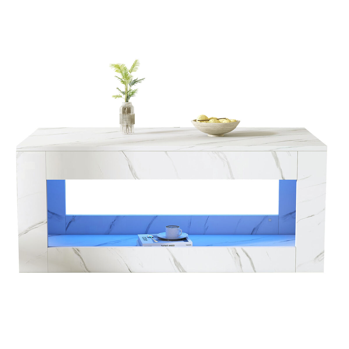 Mesa de centro rectangular de panel de partículas con 2 cajónes