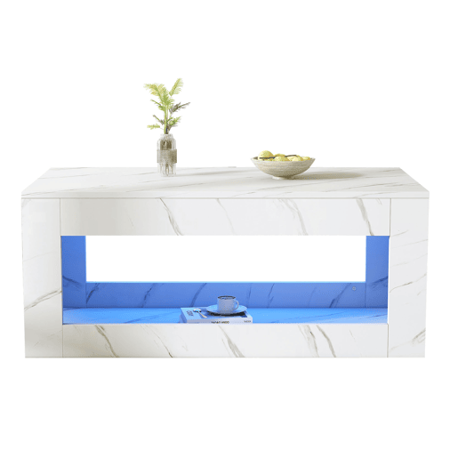 Mesa de centro retangular de painel de partÃculas com luz led,branco Mesa de centro retangular de painel de partÃculas com luz led,branco