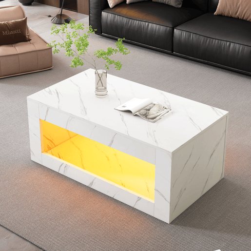 Mesa de centro retangular de painel de partÃculas com luz led,branco Mesa de centro retangular de painel de partÃculas com luz led,branco