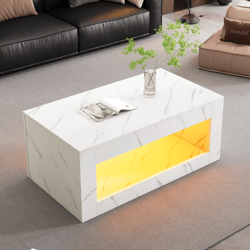 Mesa de centro retangular de painel de partÃculas com luz led,branco Mesa de centro retangular de painel de partÃculas com luz led,branco