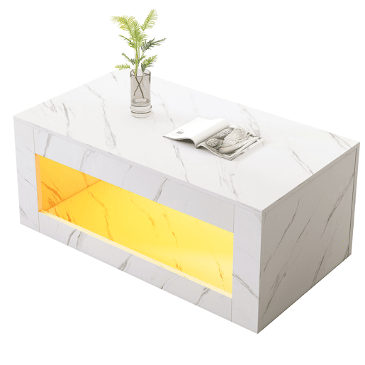 Mesa de centro retangular de painel de partÃculas com luz led,branco Mesa de centro retangular de painel de partÃculas com luz led,branco