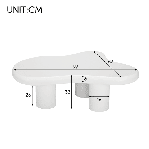 Mesa de centro irregular de mdf,branco