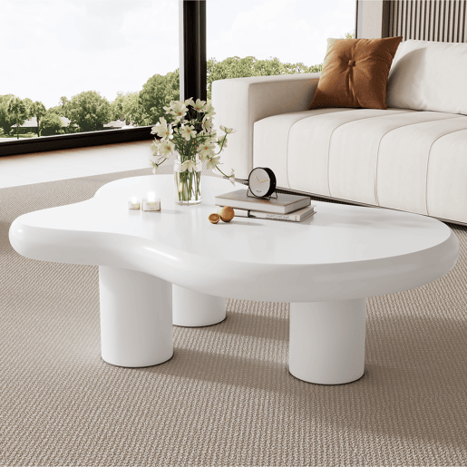 Mesa de centro irregular de mdf,branco