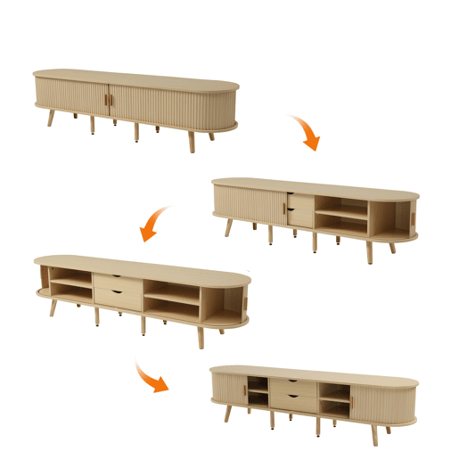Móvel de TV 175cm de mdf com 2 portas corrediças e 2 gavetas,carvalho