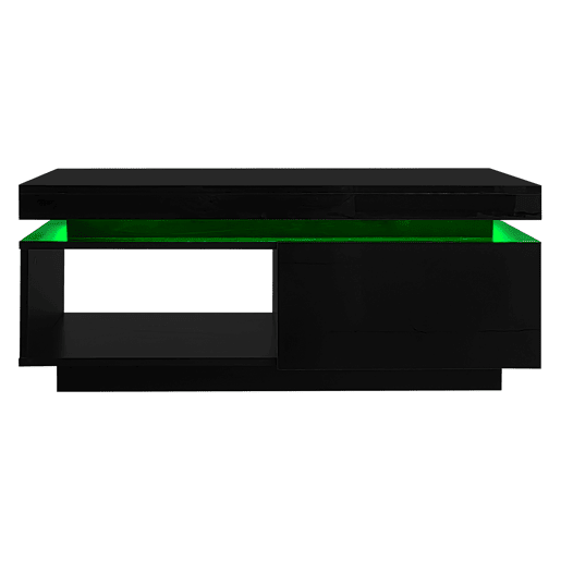 Mesa de centro retangular de painel de partículas com 1 gaveta e luz led,preto