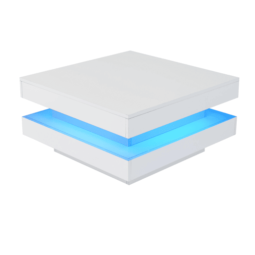 Mesa de centro quadrada de painel de partículas com luz led,branco