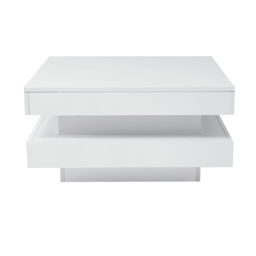 Mesa de centro quadrada de painel de partículas com luz led,branco