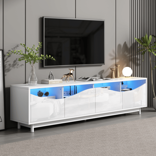 Móvel de TV 175cm de mdf com 4 portas e luz led,branco Móvel de TV 175cm de mdf com 4 portas e luz led,branco