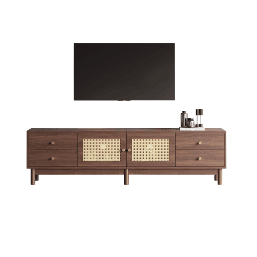 Móvel de TV 180cm de painel de partículas com 2 portas e 4 gavetas,castanho