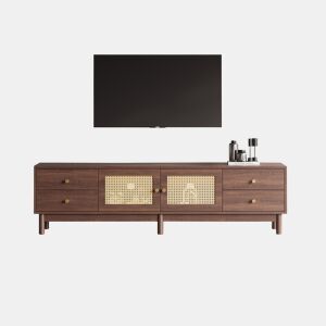 Móvel de TV 180cm de painel de partículas com 2 portas e 4 gavetas,castanho