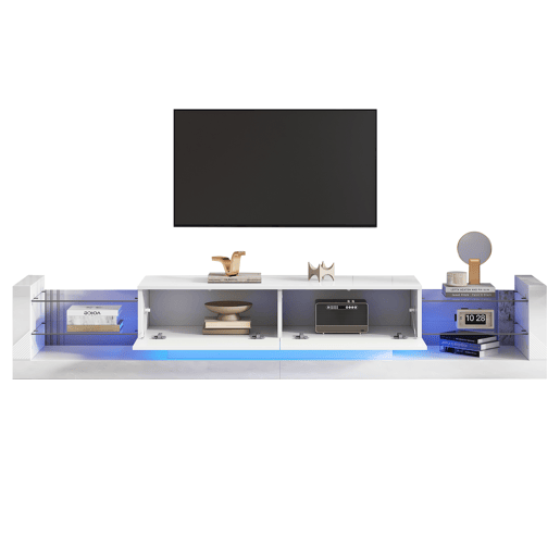 Móvel de TV 181cm de painel de partículas com 2 gavetas e luz led,branco
