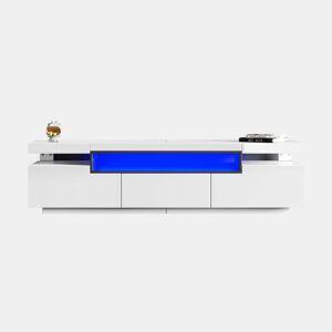 Móvel de TV 160cm de painel de partículas com 3 gavetas e luz led,branco