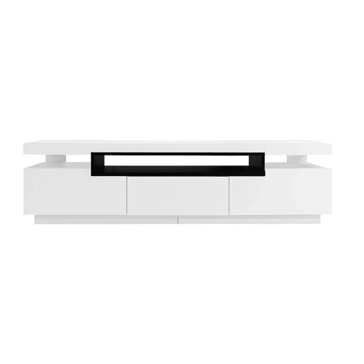 Móvel de TV 160cm de painel de partículas com 3 gavetas e luz led,branco