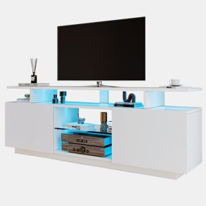 Móvel de TV 140cm de painel de partículas com 2 portas e luz led,branco