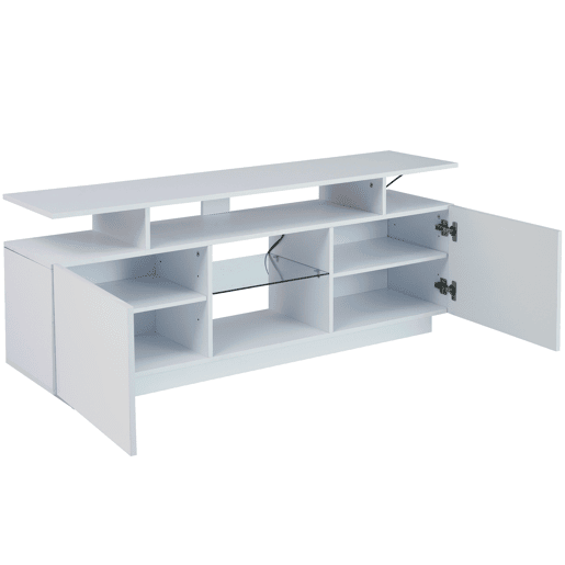 Móvel de TV 140cm de painel de partículas com 2 portas e luz led,branco