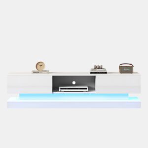 Móvel de TV 160cm de painel de partículas com 2 gavetas e luz led,branco