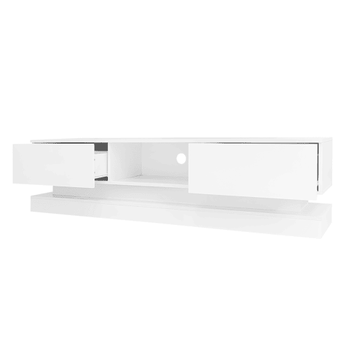 Móvel de TV 160cm de painel de partículas com 2 gavetas e luz led,branco