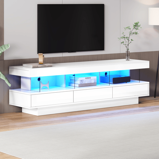 Móvel de TV 160cm de painel de partículas com luz led,branco