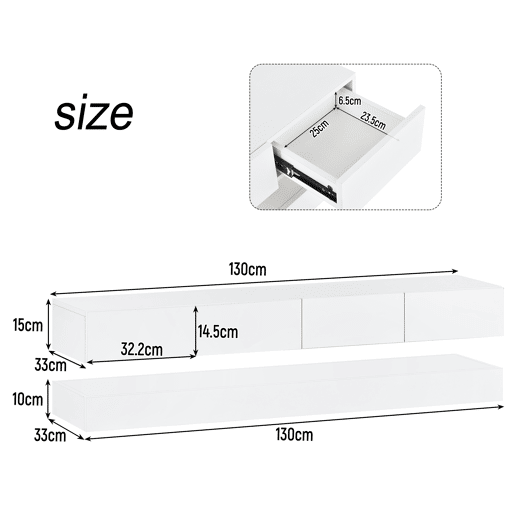 Móvel de TV 130cm de mdf com 4 gavetas e luz led,branco