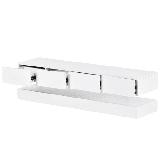 Móvel de TV 130cm de mdf com 4 gavetas e luz led,branco
